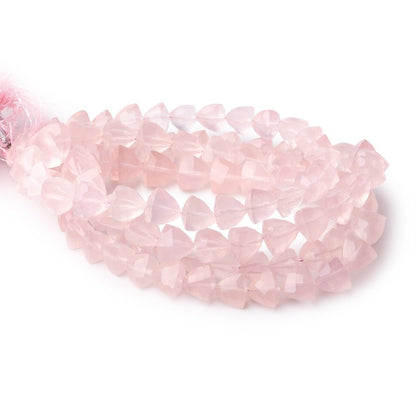 6.5-10mm Rose Quartz Straight Drilled Faceted Trillion Beads 16 inch 51 pieces