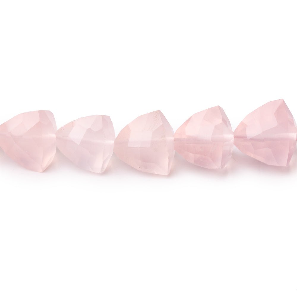 6.5-10mm Rose Quartz Straight Drilled Faceted Trillion Beads 16 inch 51 pieces