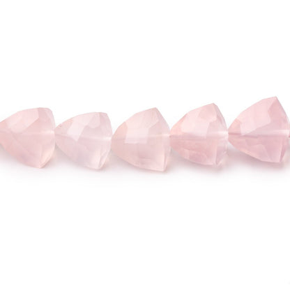 6.5-10mm Rose Quartz Straight Drilled Faceted Trillion Beads 16 inch 51 pieces