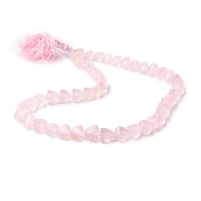 6.5-10mm Rose Quartz Straight Drilled Faceted Trillion Beads 16 inch 51 pieces