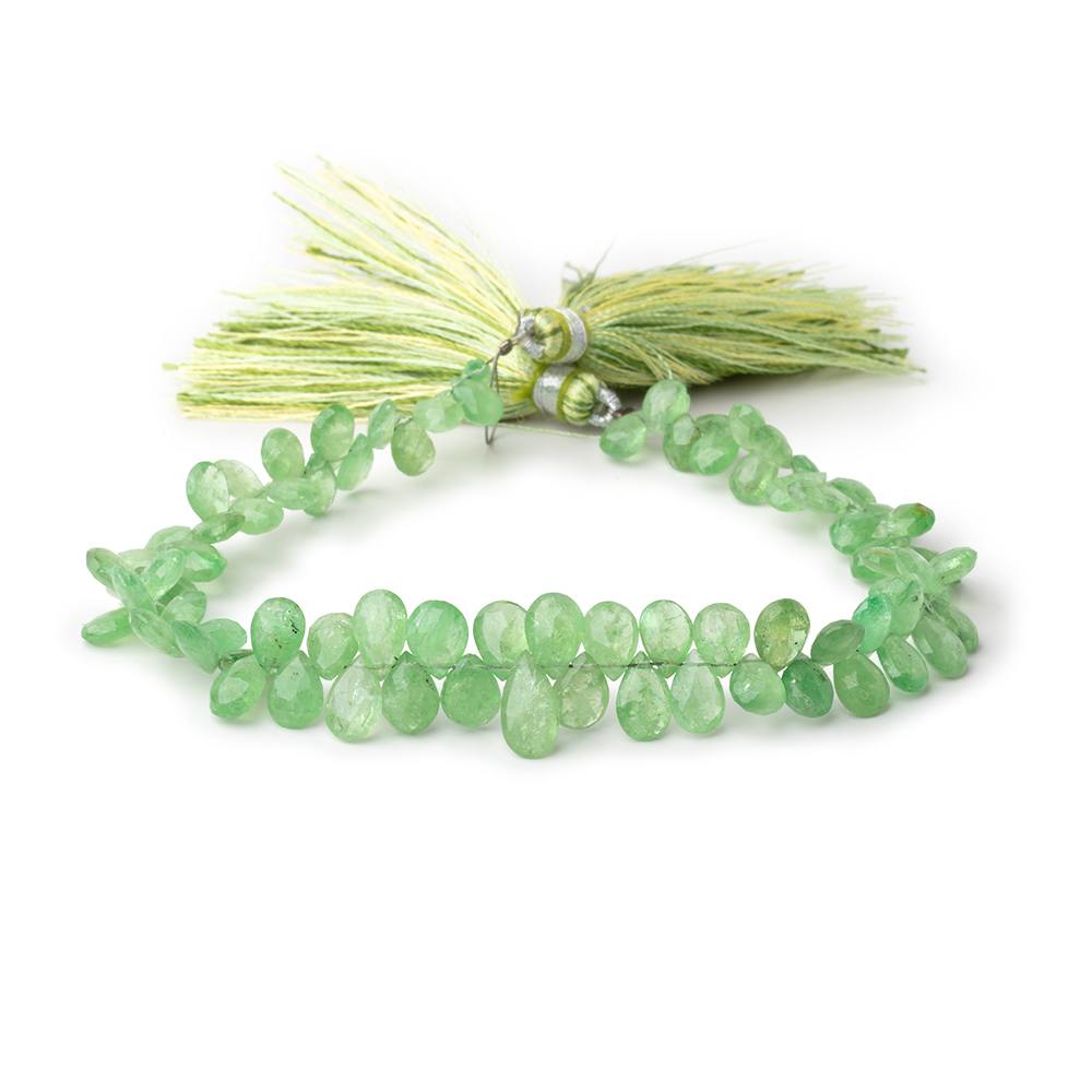 6.5-10mm Tsavorite Garnet Faceted Pear Beads 8 inch 76 pieces AA