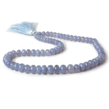 6.5-10mm Turkish Blue Chalcedony plain rondelle beads 16 inch 75 pieces AA