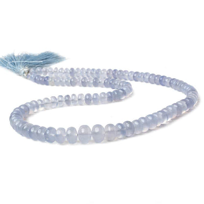 6.5-10mm Turkish Blue Chalcedony plain rondelle beads 16 inch 75 pieces AA