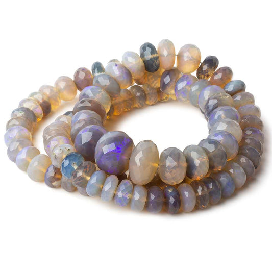 6.5-11.5mm Australian Light Purple Opal faceted rondelles 18 inch 94 beads AAA