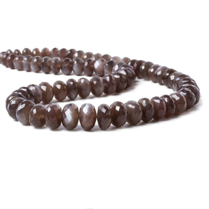6.5-11mm Chocolate Moonstone faceted rondelle beads 16 inch 67 pieces