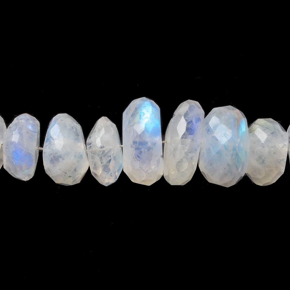 6.5-11mm Rainbow Moonstone faceted rondelle Beads 15 inch 93 pieces