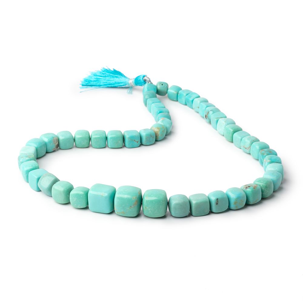 6.5-12.5mm Sleeping Beauty Turquoise Plain Cubes 16 inch 48 Beads AAA