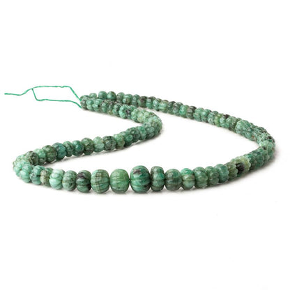 6.5-12mm Brazilian Emerald Carved Melon Rondelle Beads 18 inch 85 pieces A