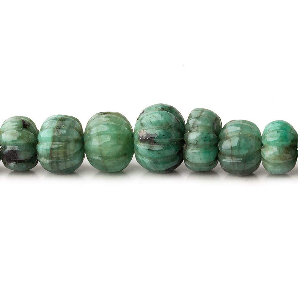 6.5-12mm Brazilian Emerald Carved Melon Rondelle Beads 18 inch 85 pieces A