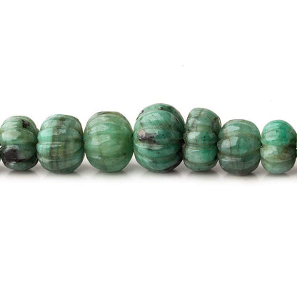 6.5-12mm Brazilian Emerald Carved Melon Rondelle Beads 18 inch 85 pieces A