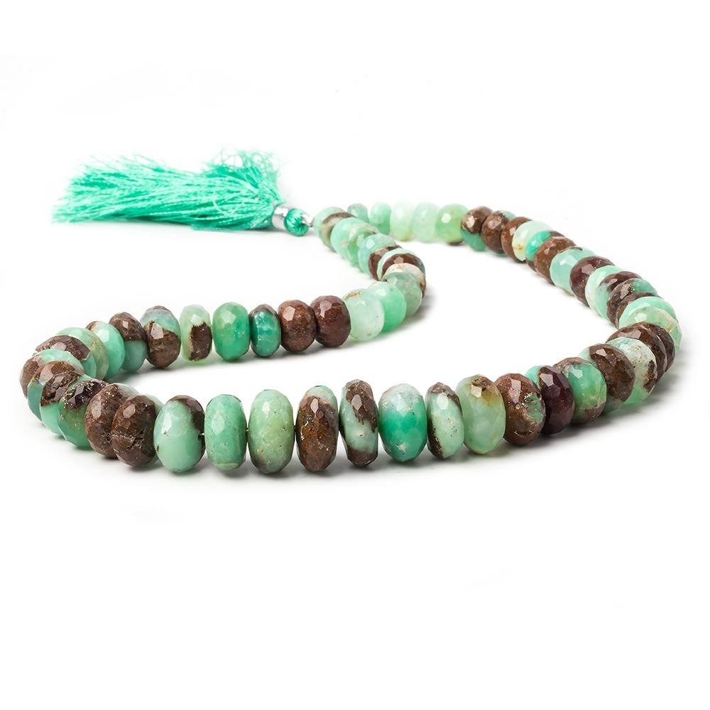 6.5-12mm Chrysoprase & Matrix faceted rondelle beads 14 inch 61 pieces