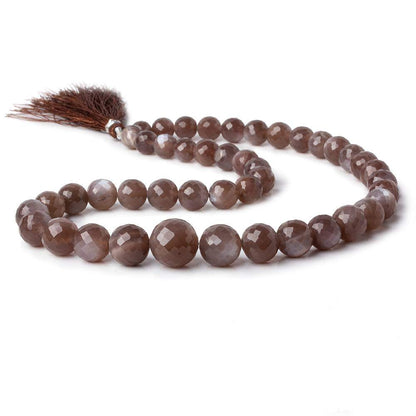 6.5-13mm Chocolate Moonstone faceted round beads 16 inch 45 pieces