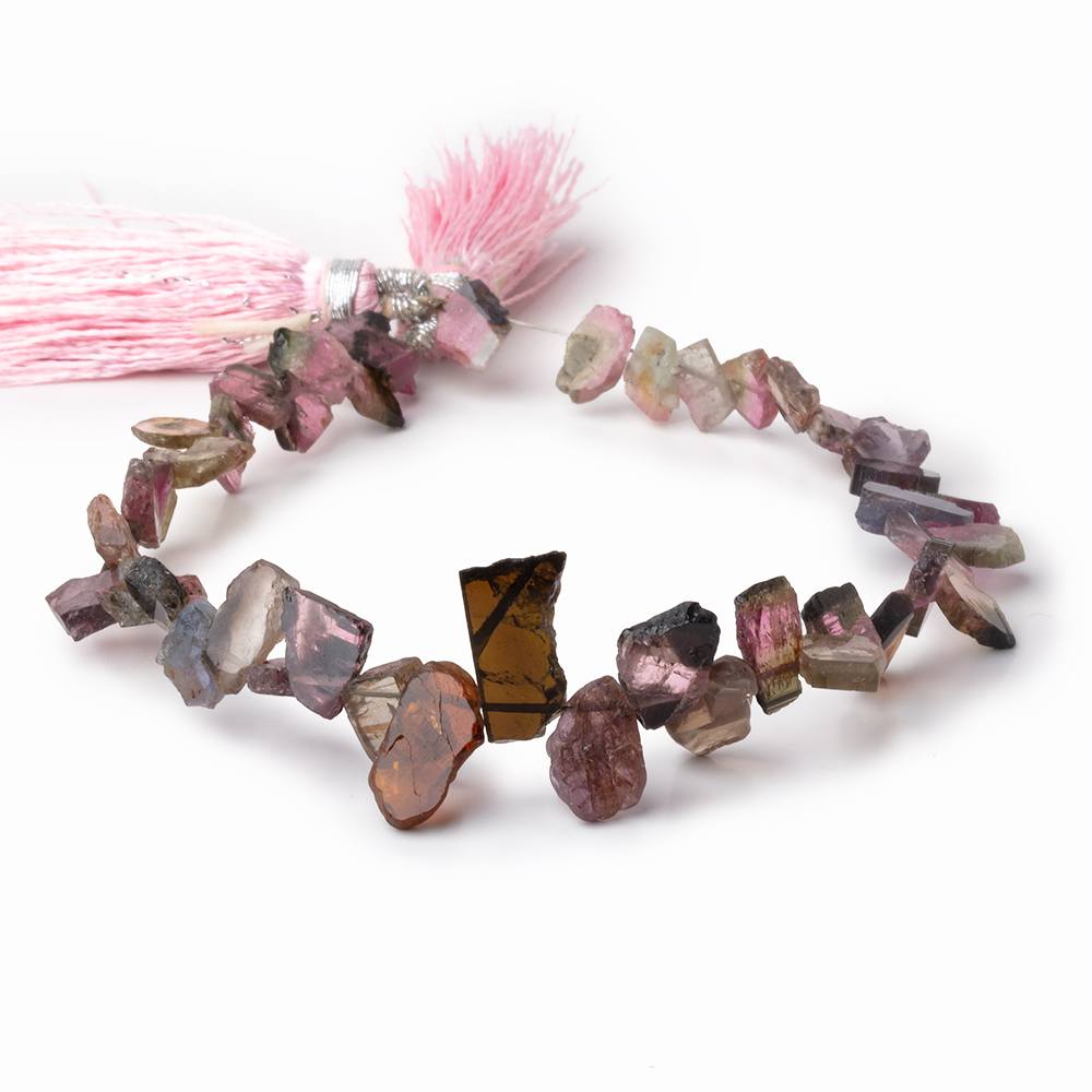 6.5-13mm Multi Color Tourmaline Slice Beads 7.75 inch 43 pieces