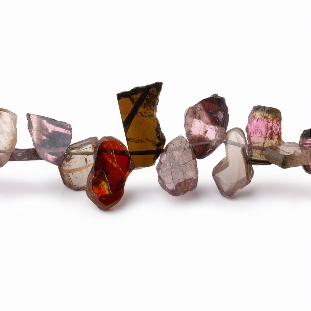 6.5-13mm Multi Color Tourmaline Slice Beads 7.75 inch 43 pieces