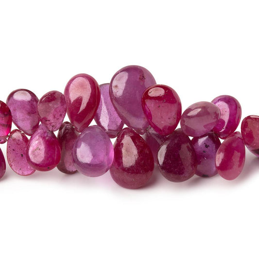 6.5-13mm Ruby Plain Pear Beads 7 inch 66 pieces