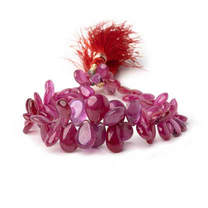 6.5-13mm Ruby Plain Pear Beads 7 inch 66 pieces
