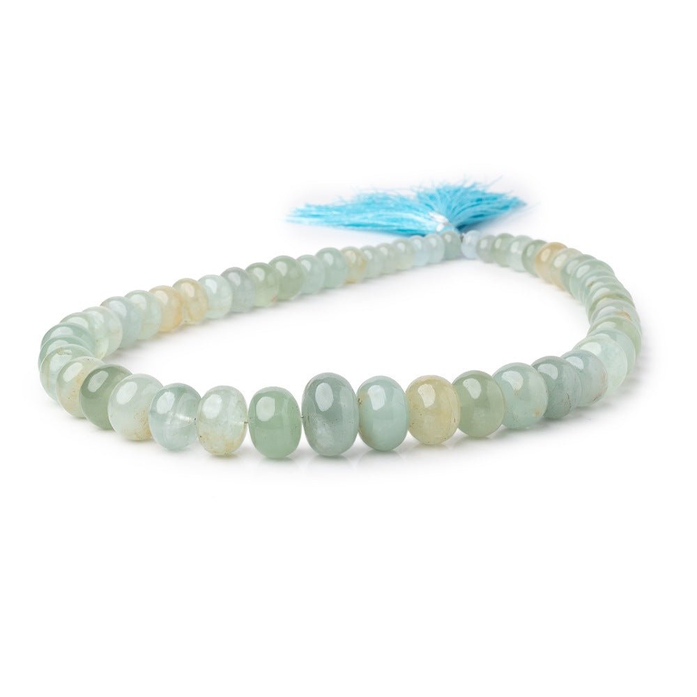 6.5-16.5mm Aquamarine Plain Rondelle Beads 15 inch 53 pieces