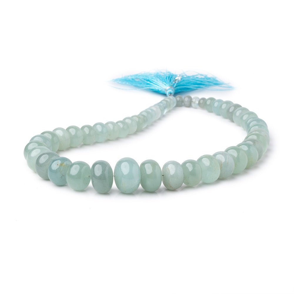 6.5-17.5mm Aquamarine Plain Rondelle Beads 15 inch 49 pieces