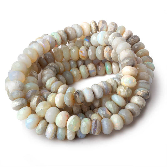 6.5-7.5mm Cream Australian Opal faceted rondelles 18 inch 105 pieces
