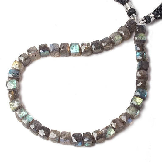 6.5-7.5mm Labradorite Faceted Cube Beads 10 inch 40 pieces