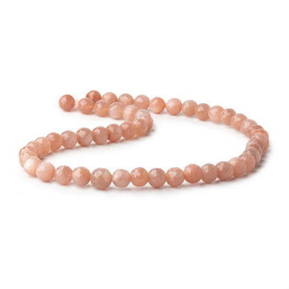 6.5-7.5mm Peach Moonstone Faceted Round Beads 14 inch 45 pieces