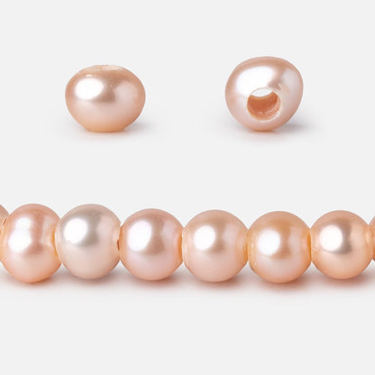 6.5-7.5mm Peach Off Round Large Hole Freshwater Pearls 15.5 inch 72 Beads