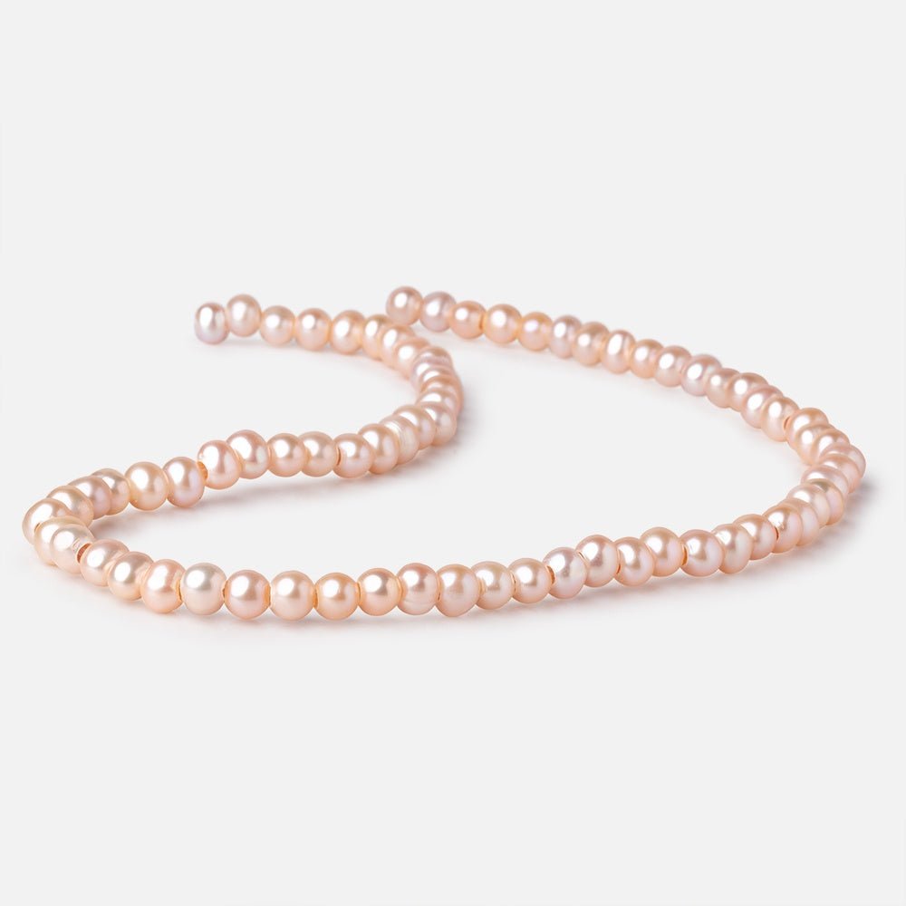 6.5-7.5mm Peach Off Round Large Hole Freshwater Pearls 15.5 inch 72 Beads