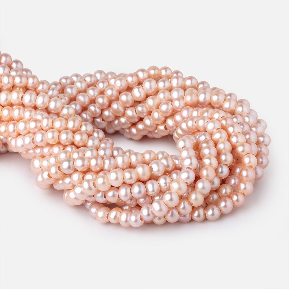 6.5-7.5mm Peach Off Round Large Hole Freshwater Pearls 15.5 inch 72 Beads