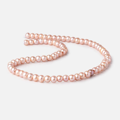 6.5-7.5mm Rose Pink Off Round Large Hole Freshwater Pearls 15.5 inch 72 Beads