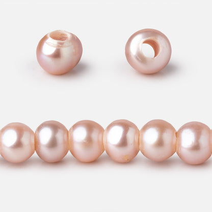 6.5-7.5mm Rose Pink Off Round Large Hole Freshwater Pearls 15.5 inch 72 Beads