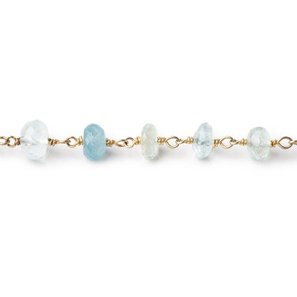 6.5-7mm Aquamarine Faceted Rondelle Beads on Vermeil Chain