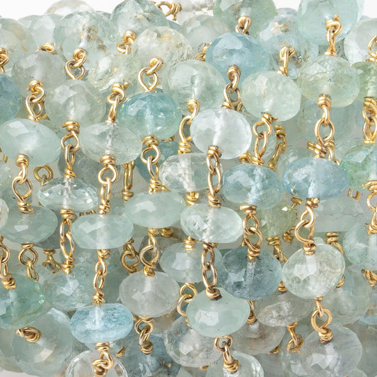 6.5-7mm Aquamarine Faceted Rondelle Beads on Vermeil Chain