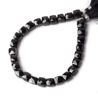 6.5-7mm Black Spinel Faceted Cube Beads 8 inch 27 pieces
