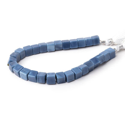 6.5-7mm Dark Owyhee Blue Opal Plain Cube Beads 7 inch 26 pieces