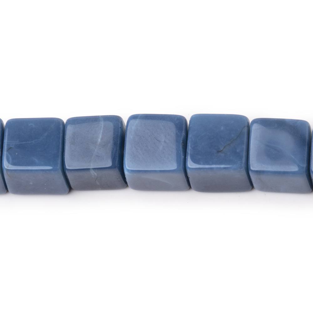 6.5-7mm Dark Owyhee Blue Opal Plain Cube Beads 7 inch 26 pieces