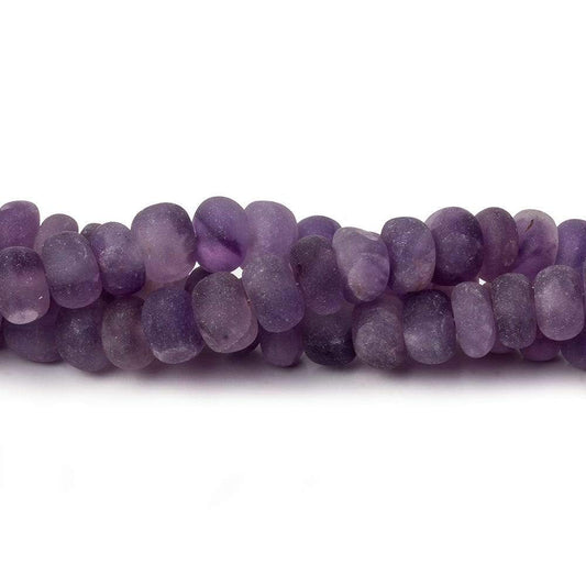 6.5-7.5mm Matte Amethyst plain rondelles 7.5 inch 40 beads A
