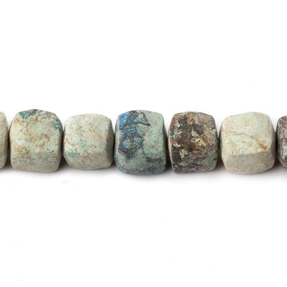 6.5-7mm Matte Chrysocolla plain cube beads 7.5 inch 27 pieces