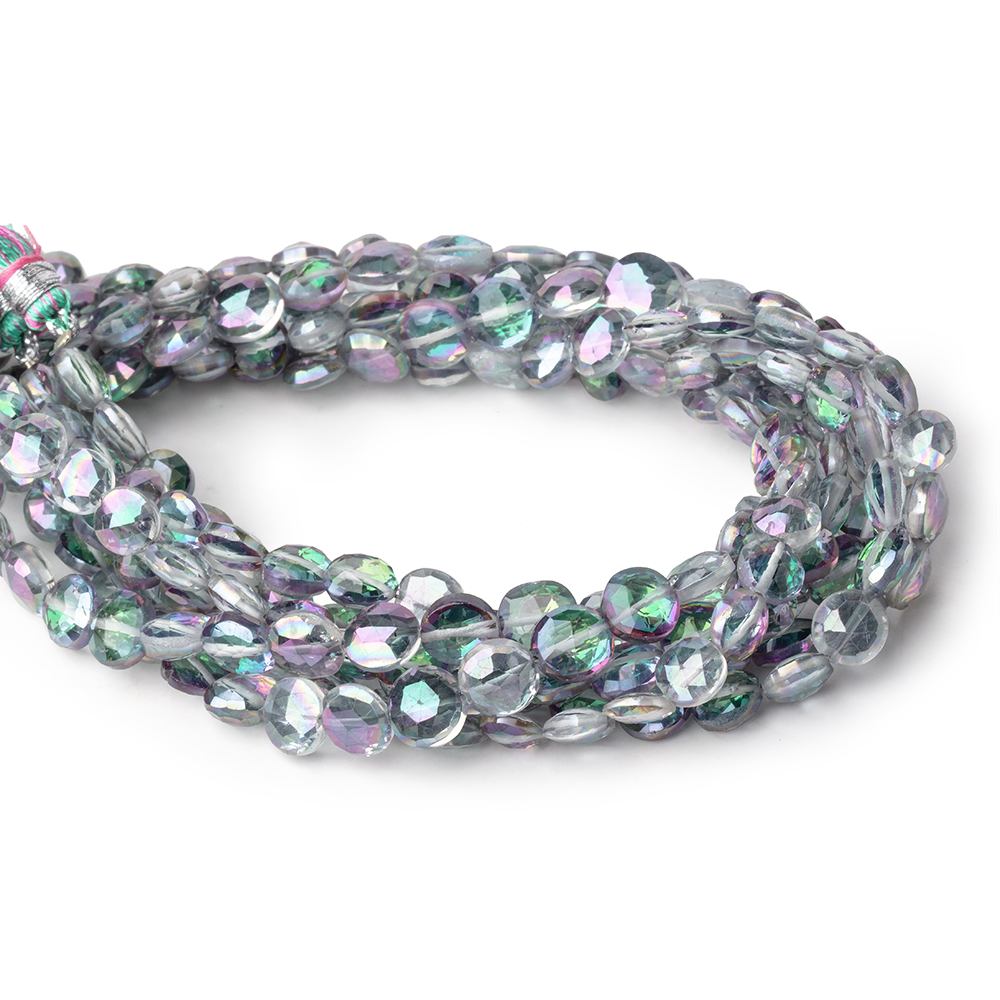 6.5-7mm Mystic White Topaz Faceted Coin Beads 9 inch 32 pieces