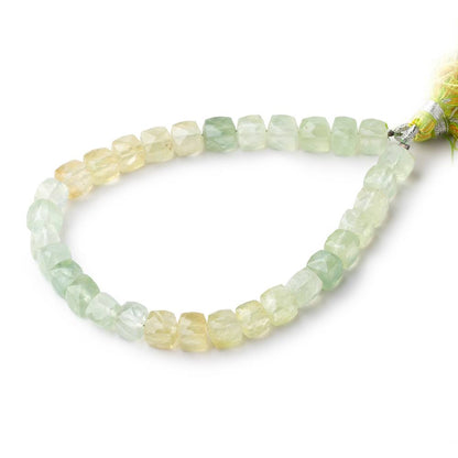 6.5-7mm Prehnite Faceted Cube Beads 8 inch 32 pieces