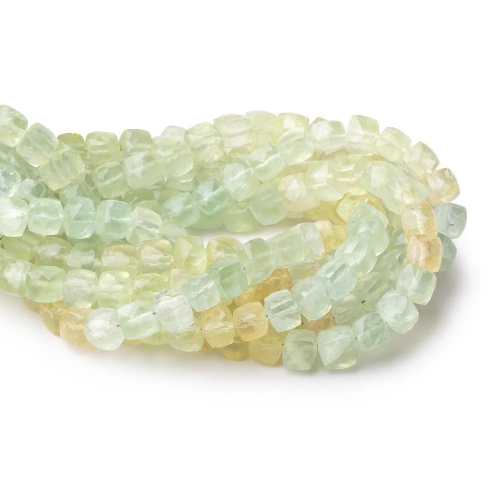 6.5-7mm Prehnite Faceted Cube Beads 8 inch 32 pieces