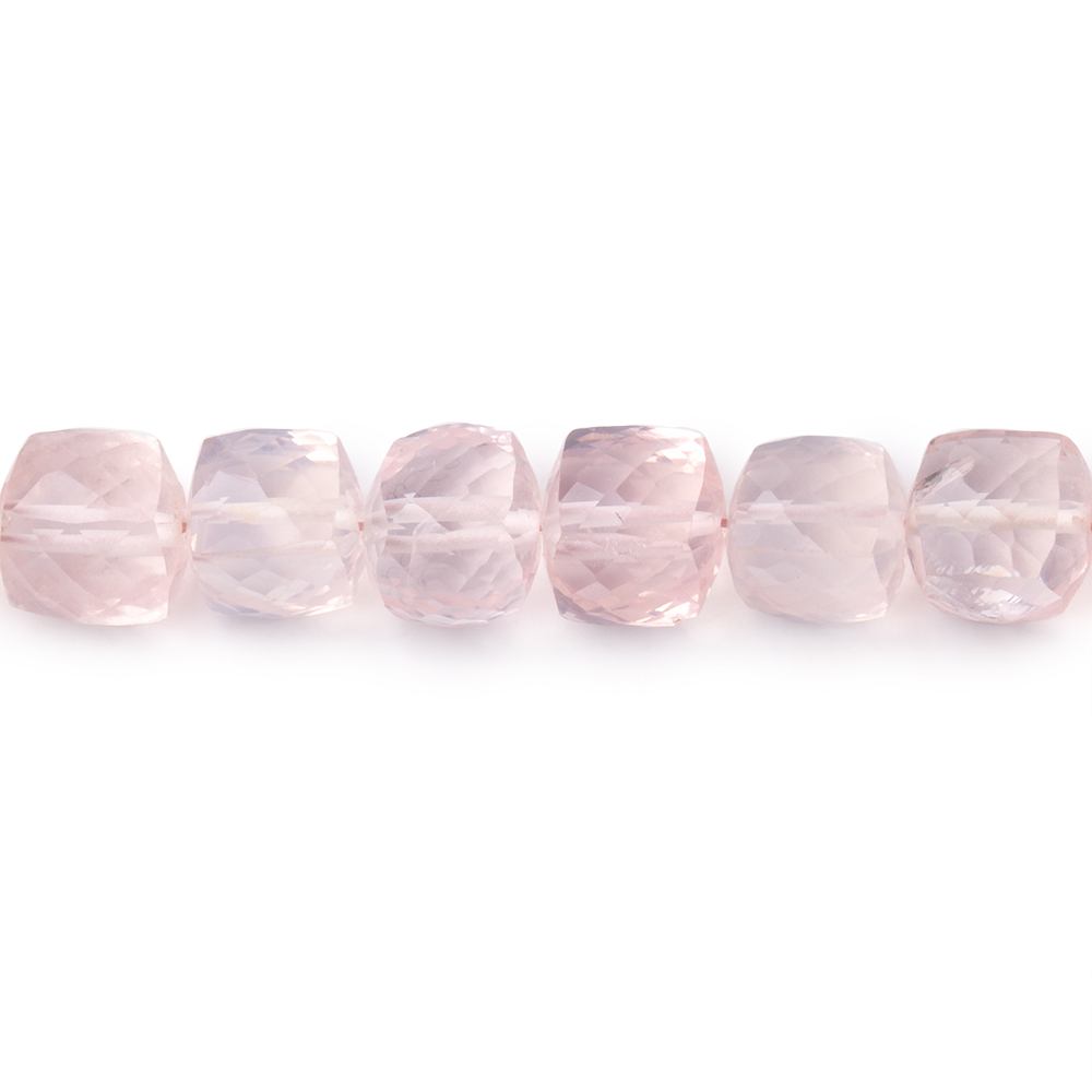 6.5-7mm Rose Quartz Faceted Cube Beads 8 inch 31 pieces
