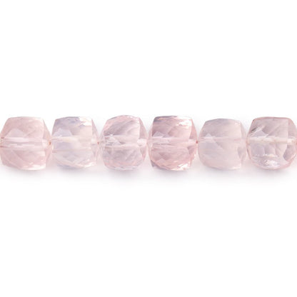 6.5-7mm Rose Quartz Faceted Cube Beads 8 inch 31 pieces