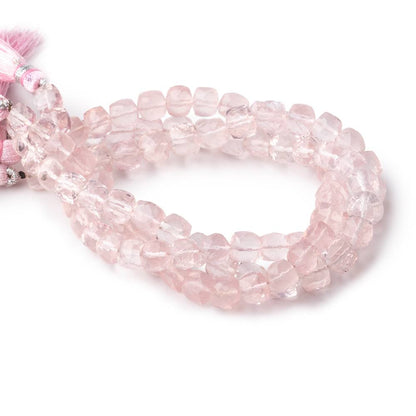 6.5-7mm Rose Quartz Faceted Cube Beads 8 inch 31 pieces