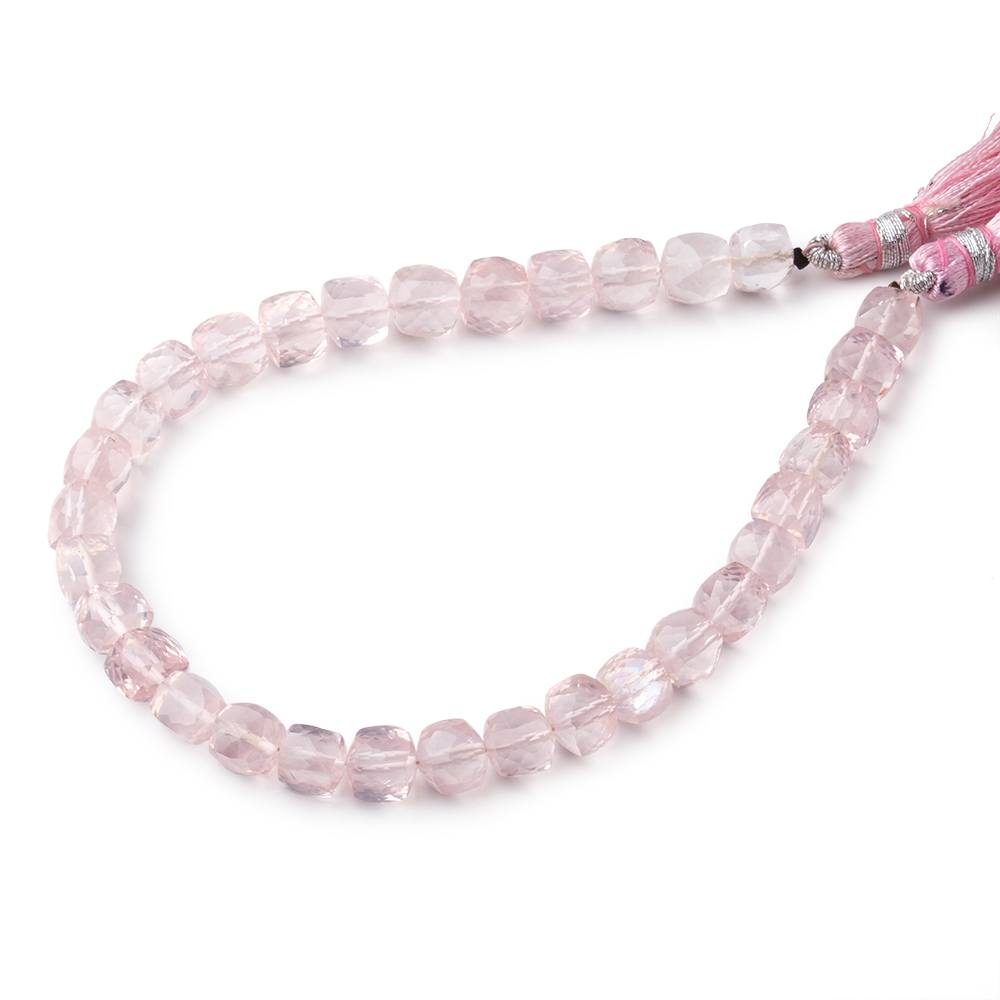 6.5-7mm Rose Quartz Faceted Cube Beads 8 inch 31 pieces