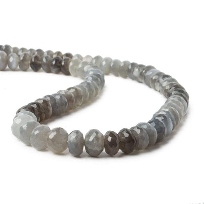 6.5-7mm Shaded Platinum Grey Moonstone faceted rondelles 15 inch 87 Beads AA