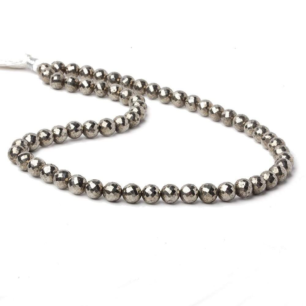 6.5-7mm White Pyrite faceted round beads 15.5 inch 59 pieces AAA