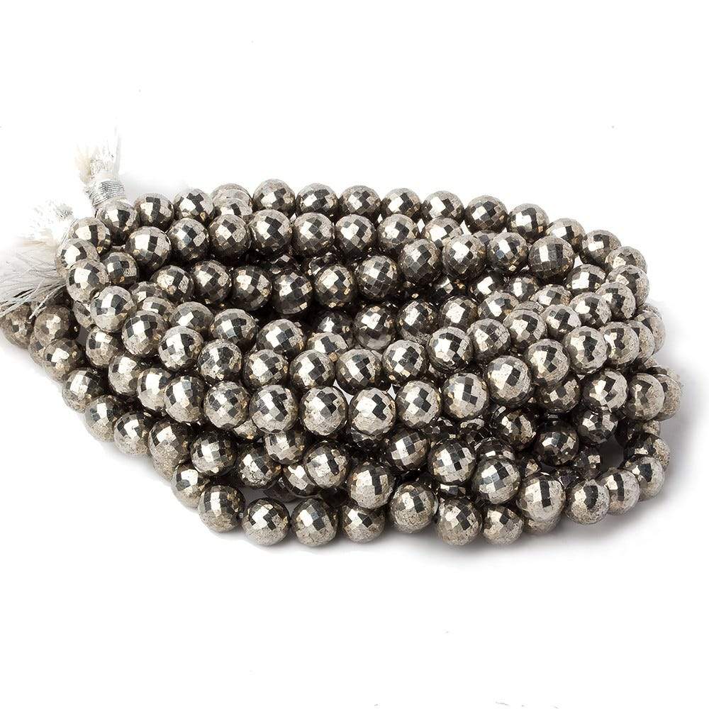 6.5-7mm White Pyrite faceted round beads 15.5 inch 59 pieces AAA
