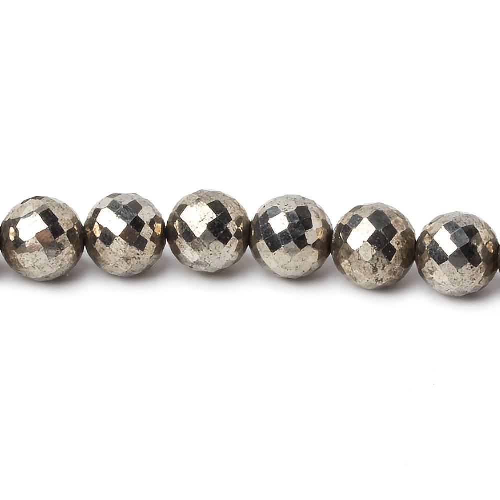 6.5-7mm White Pyrite faceted round beads 15.5 inch 59 pieces AAA