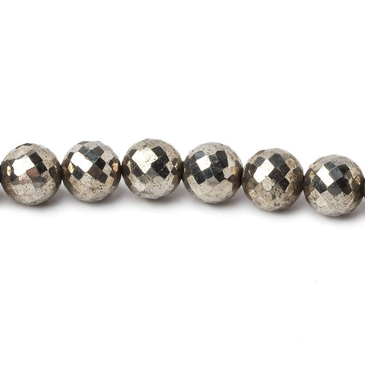 6.5-7mm White Pyrite faceted round beads 15.5 inch 59 pieces AAA