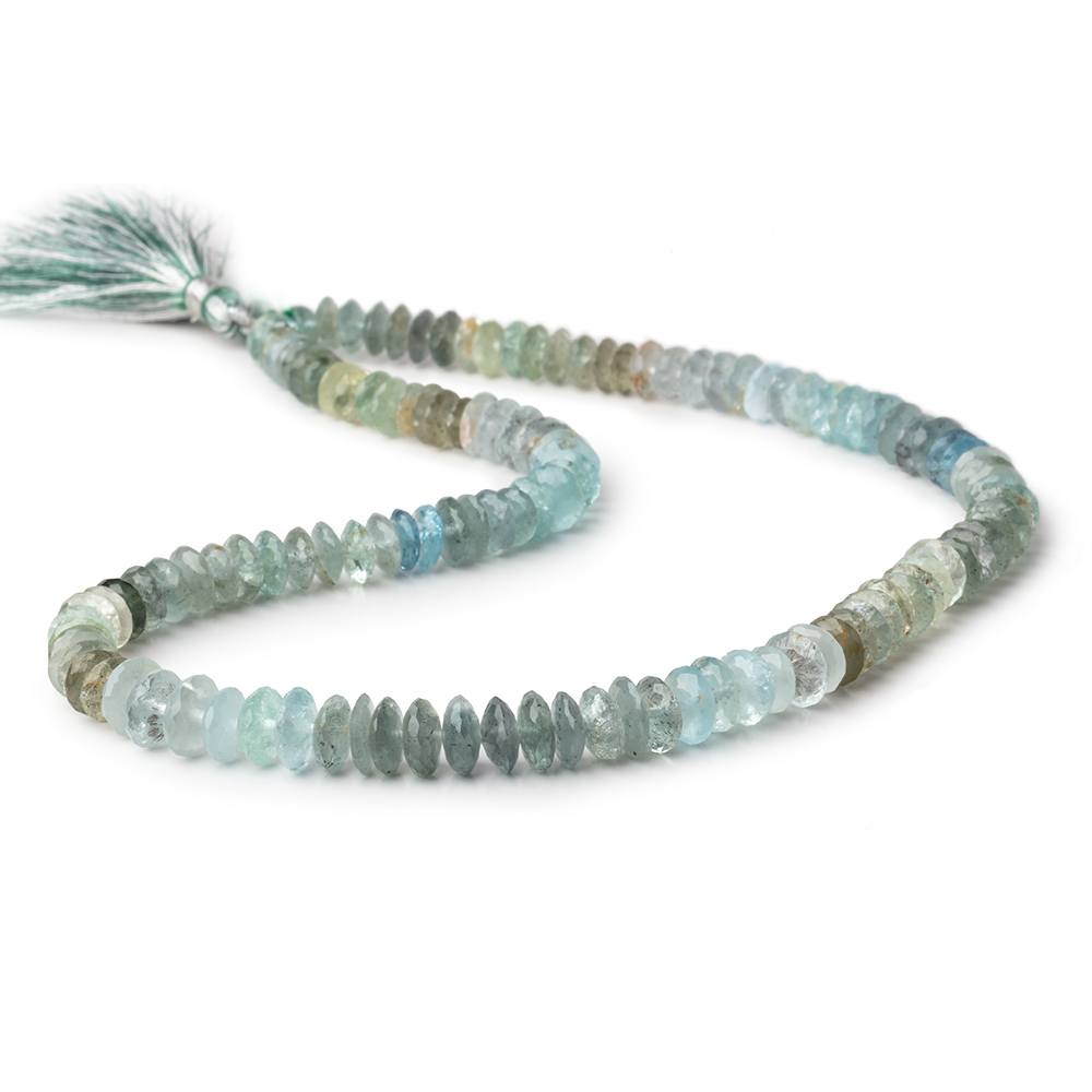 8.5-10mm Moss Aquamarine German Faceted Rondelle Beads 16 inch 111 pieces